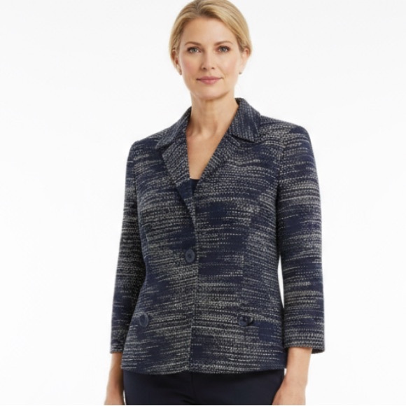 NWT Jones New York Blue Button Front blazer Jacket Size 14 womens - Picture 1 of 12